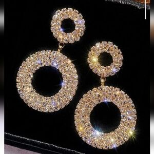 Rhinestone Circle Drop Earrings